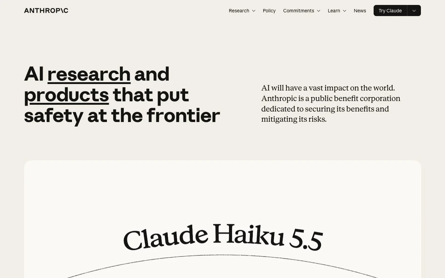 Anthropic homepage