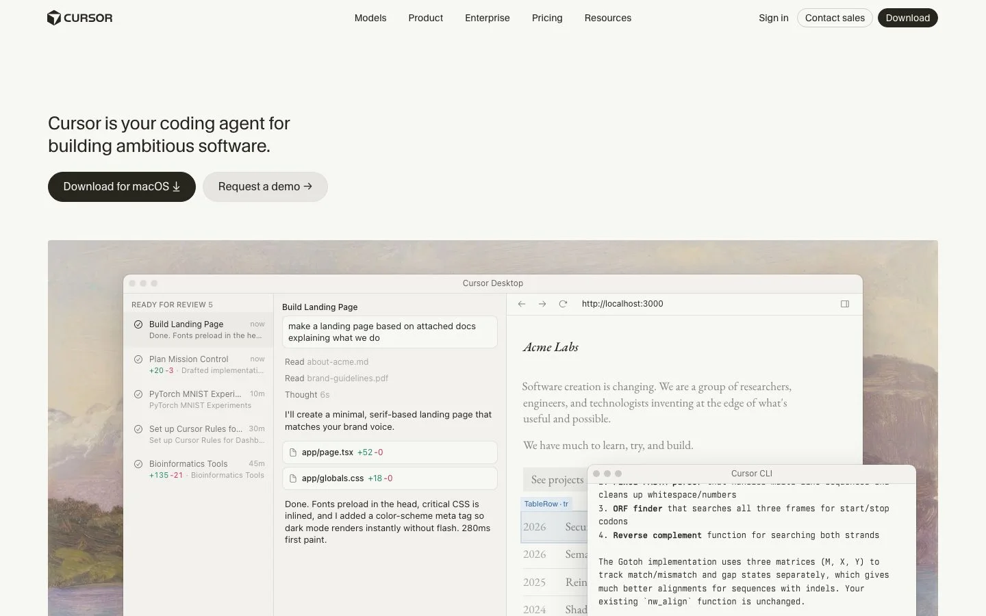 Cursor homepage