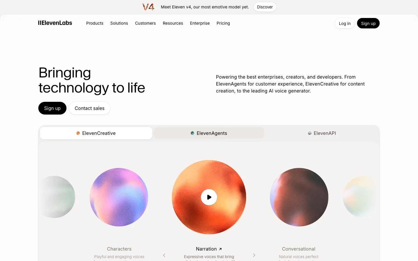 ElevenLabs homepage