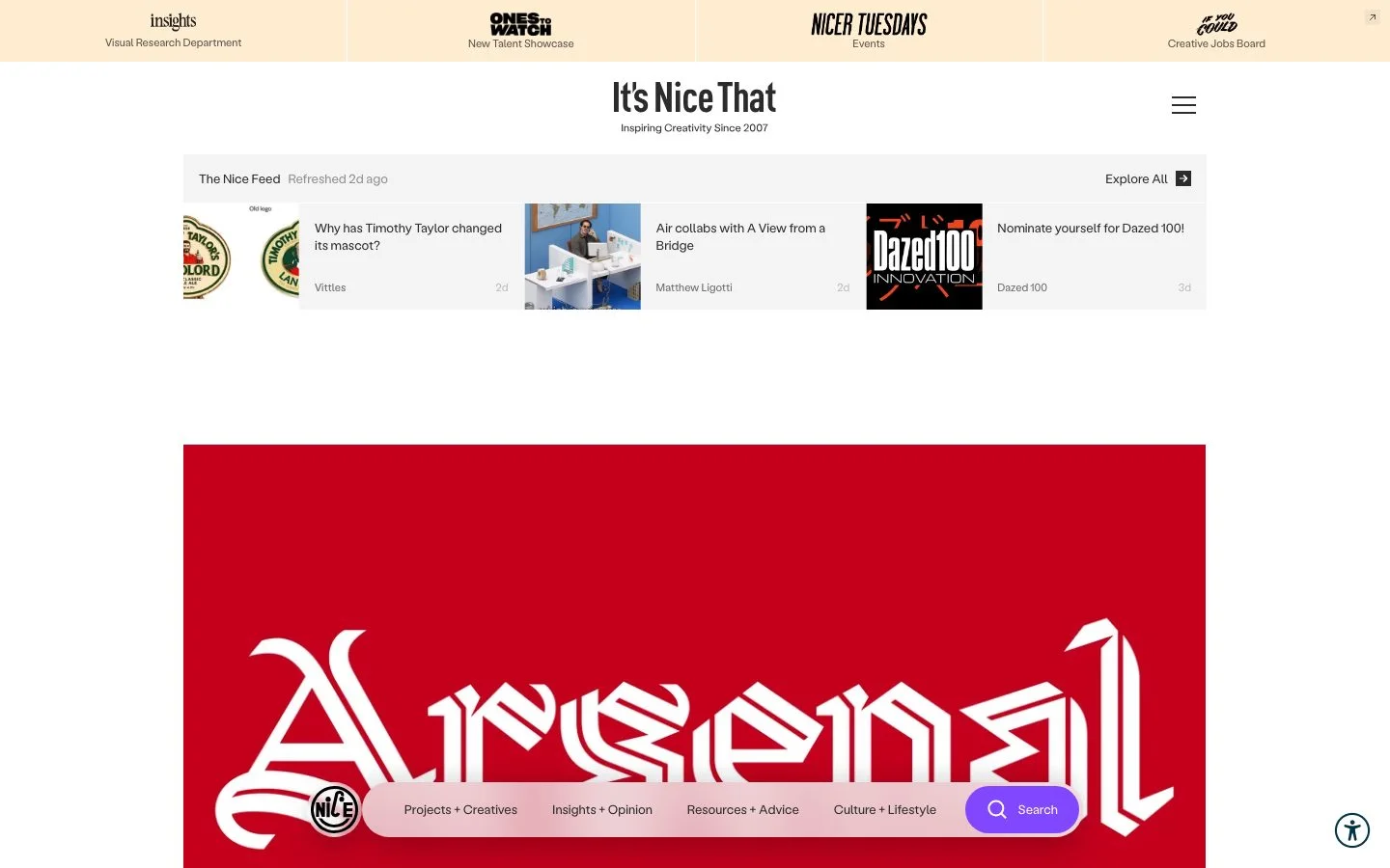 It's Nice That homepage