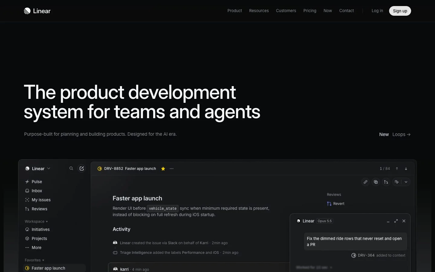Linear homepage