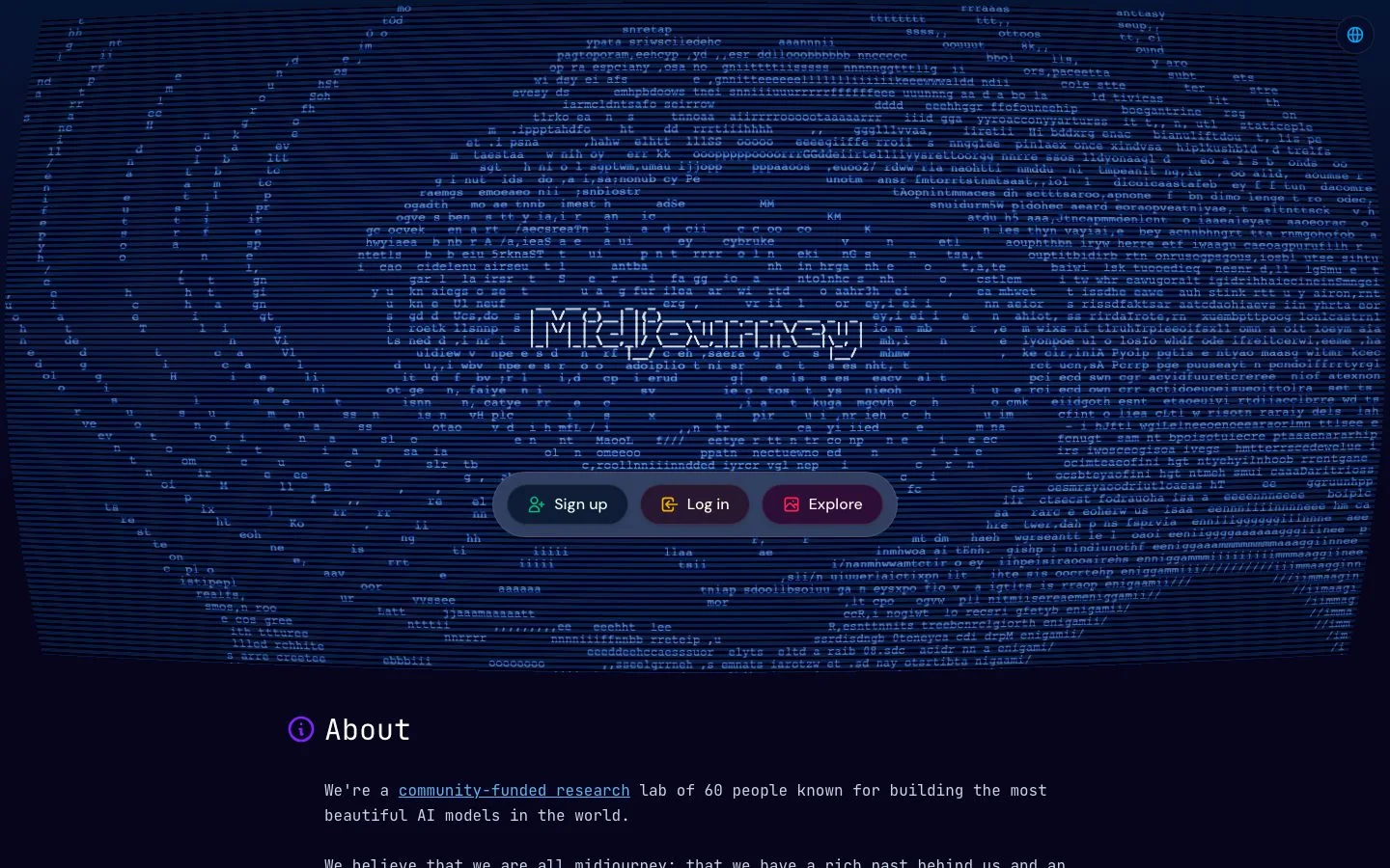 Midjourney homepage