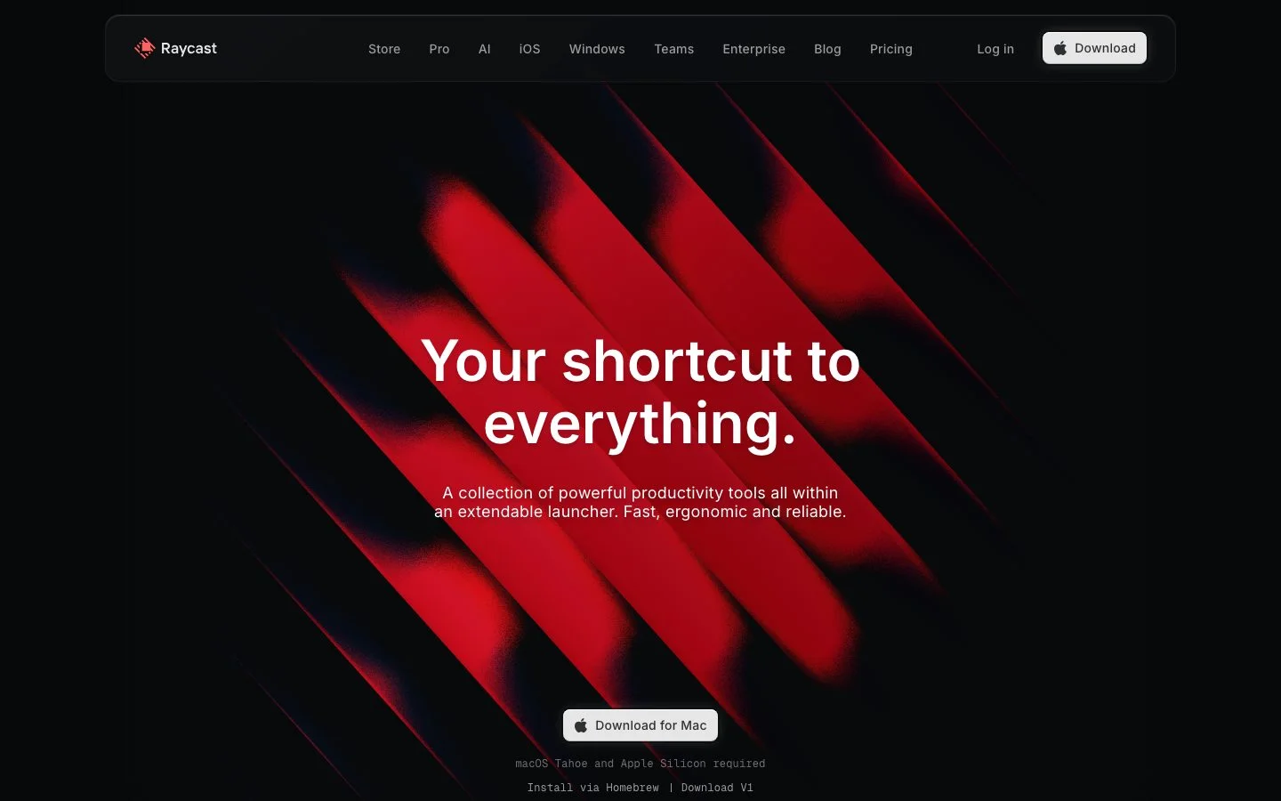 Raycast homepage