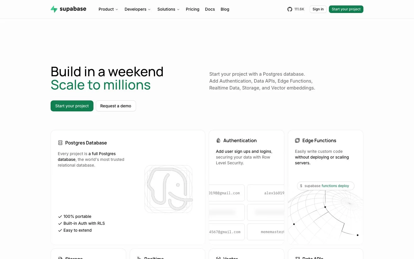 Supabase homepage